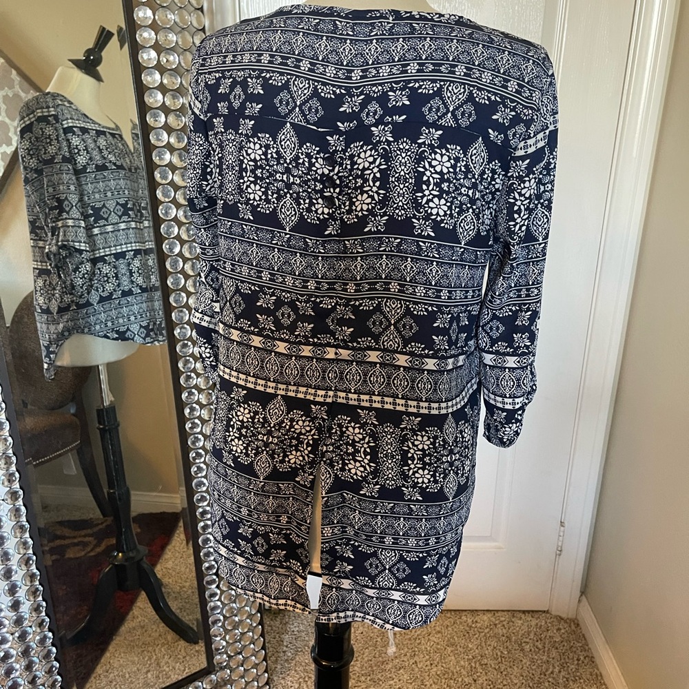 Blue and white blouse